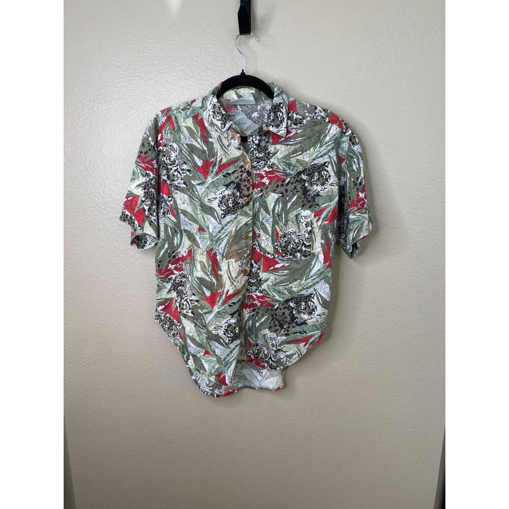 Ms.‎ Paquette Womens Tropical Print Button-Up Hawaiian Shirt Size M Jungle Style